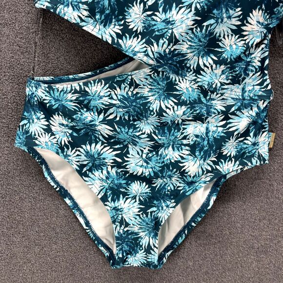 MICHAEL KORS One Piece Swimsuit 440 Turquoise Floral Print Size 10 MRSP $118 - Picture 5 of 14